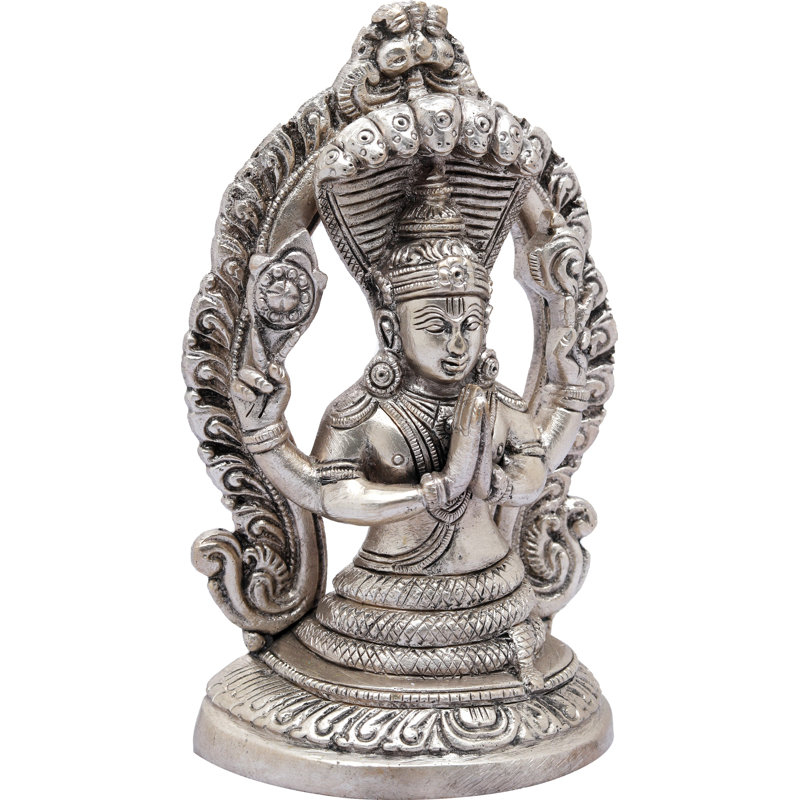 5" Brass Patanjali Idol – Natural Brass Handmade Hindu Sage Statue with Serpent, Symbolizing Kundalini Energy and Yoga Wisdom for Home Décor