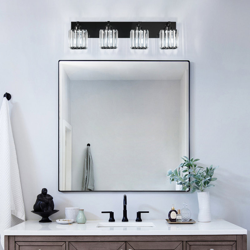 Lanceton Dimmable Vanity Light, 4 Lights, Plated Black