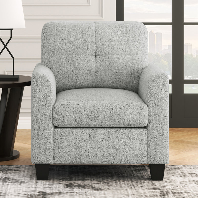 Fauteuil capitonné de 32,5 po de largeur Meudon, Polyester gris