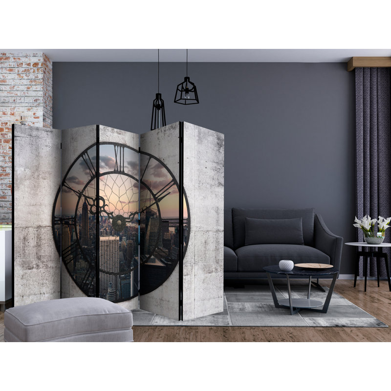 Halleh 225cm W x 172cm H 5 - Panel Solid Wood Folding Room Divider