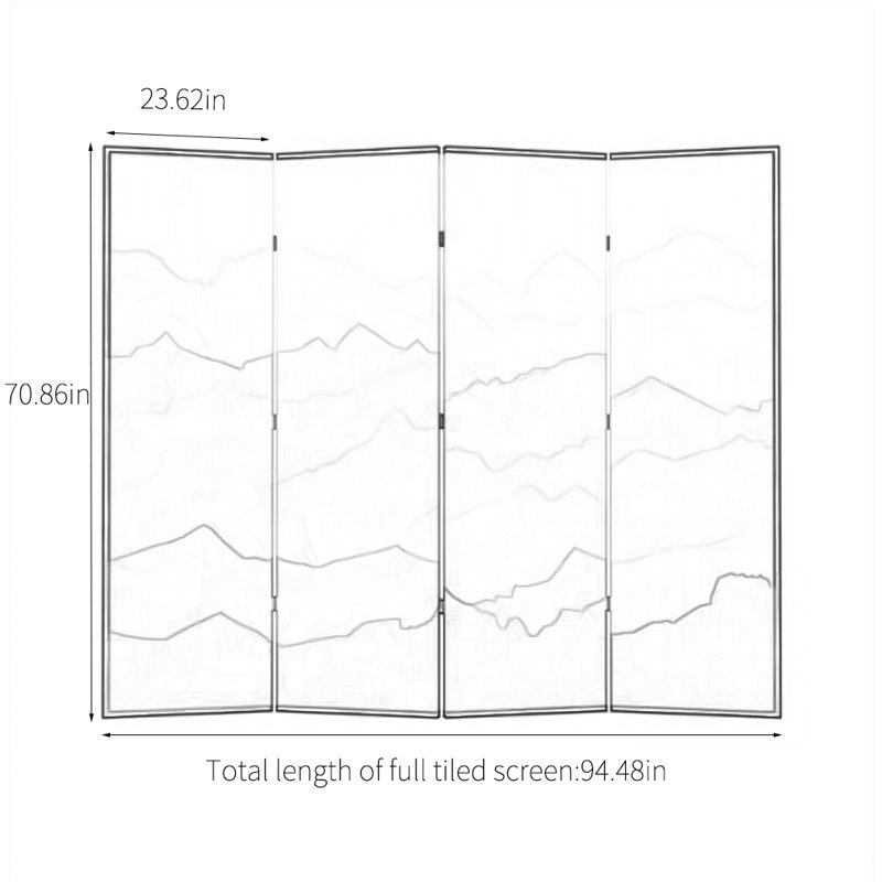 Modern Minimalist Screen, 70.86" H x 94.48" W x 1.37" D