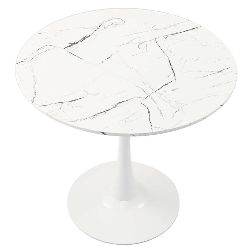 Table de salle à manger Blanco, H 29 po x L 31,5 po x l 31,5 po, Marbre blanc