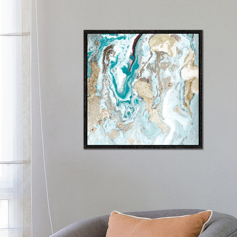 Turquoise II 1 Piece Single Picture Frame and Floater Frame Wall Art on Canvas, 66.04 cm H x 66.04 cm W, Black Framed