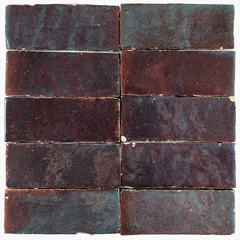 Carreau de céramique cerise zellige, 6 po x 2 po