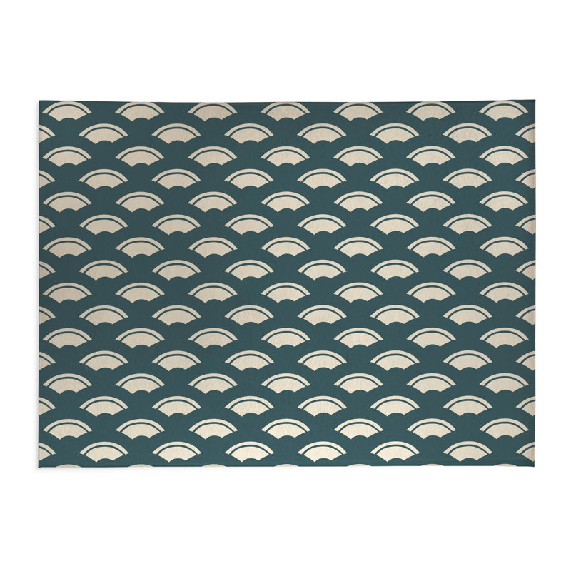 Tapis de cuisine japonais, Turquoise poudreux, Rectangle 5 pi x 7 pi