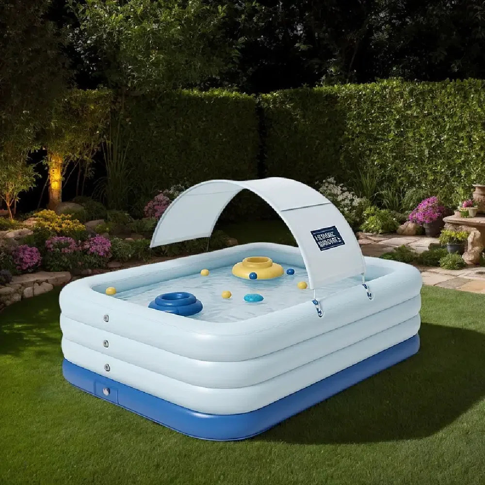 c&g home Multi-Size Awning Inflatable Swimming Pool (With Canopy ...