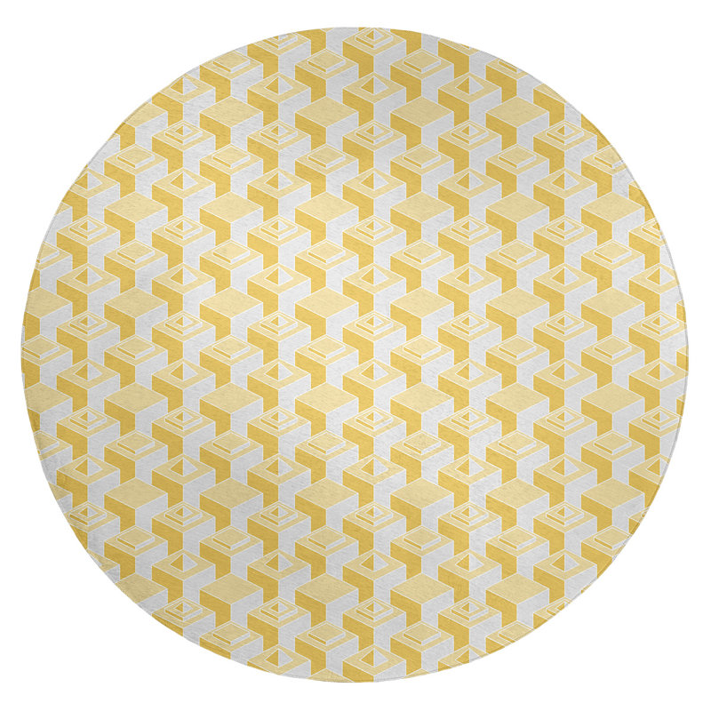 Chenille Geometric Indoor Rug, Round 5'