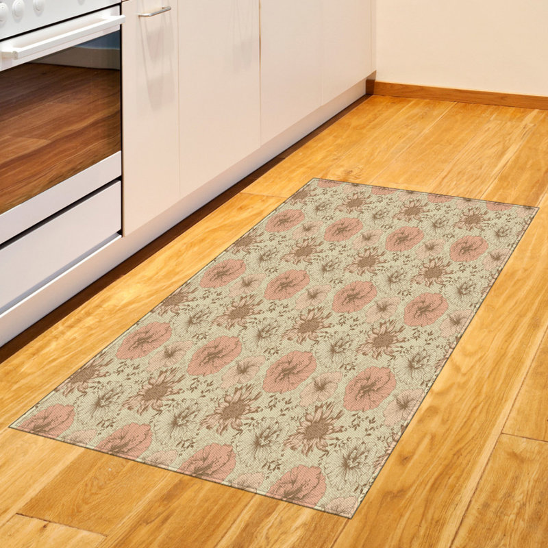 Tapis décoratif floral à haute densité en fibres de polyester, Rectangle 2 pi 7 po x 5 pi