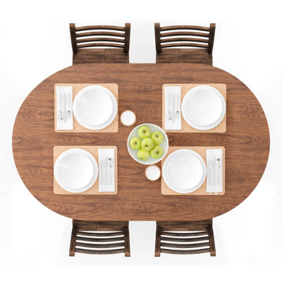 Oval Fitted Vinyl Tablecloth With Elastic Edged & Flannel Backing, Waterproof Wipeable Oval Table Cover - Fits Tables Up To 42"X68" (Wood)