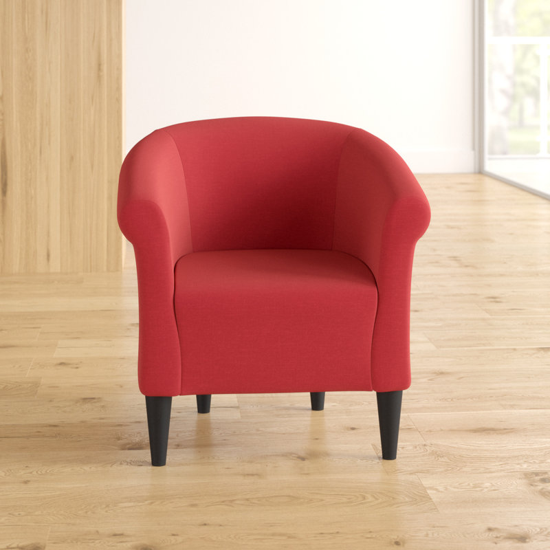 Liam Upholstered Barrel Chair, Toulan Marsala Red Twill