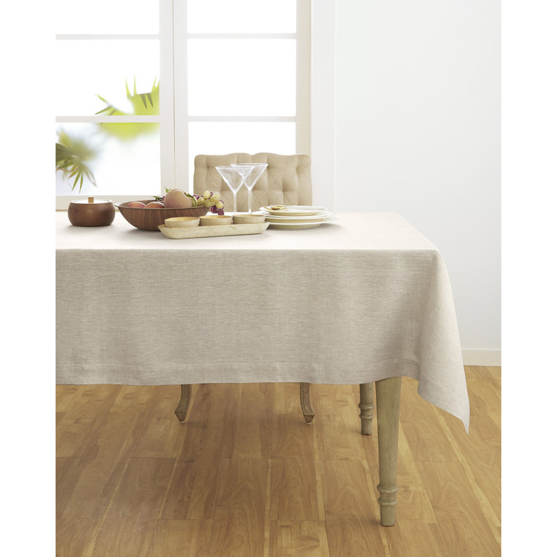100% Pure Linen Tablecloth - Athena, 90" x 60", Light Natural