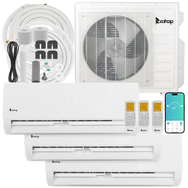 20 mini climatiseur à deux zones sans conduit 28000BTU (12K + 12K + 12K), 3