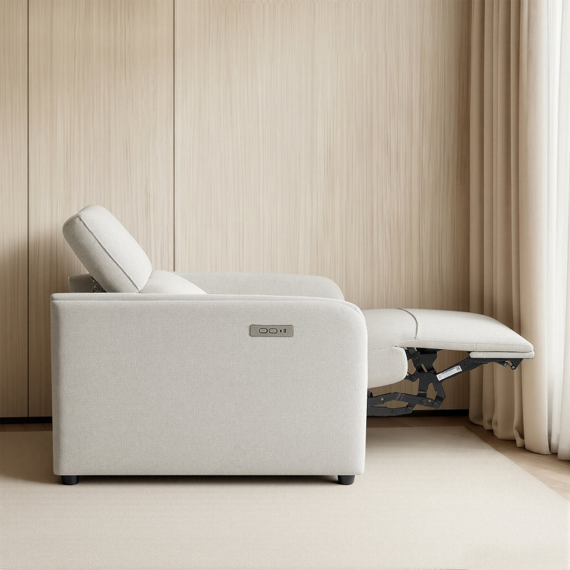30.7'' Power Recliner with Zero Wall Design, Manual Flip Headrest and USB Charging, Beige