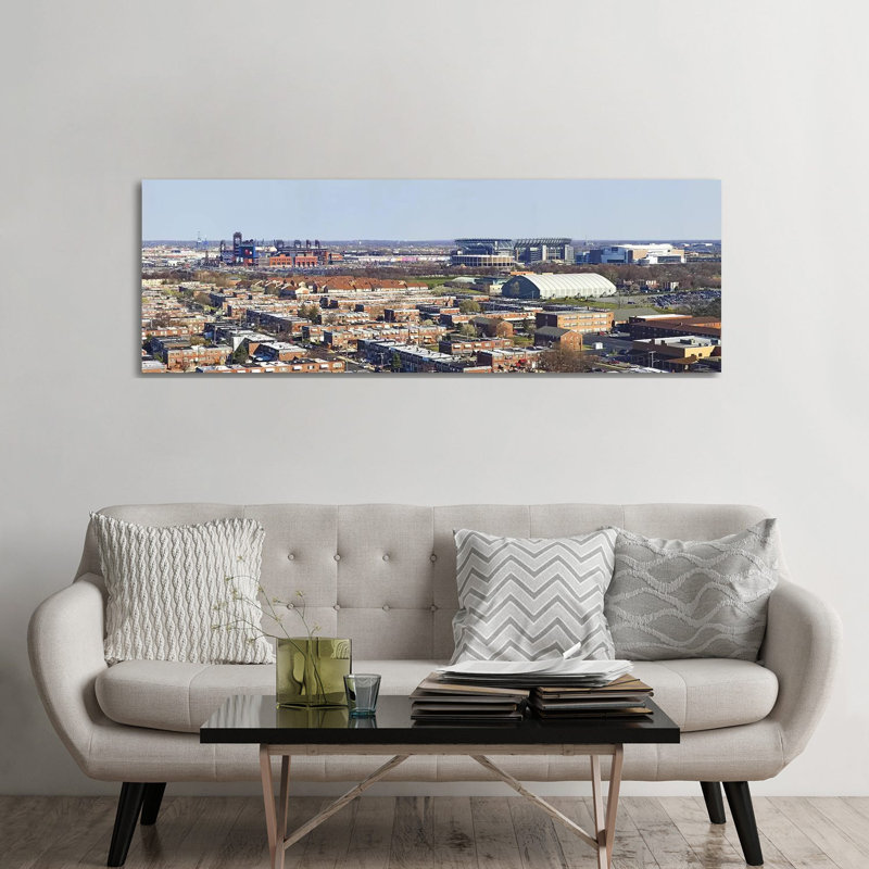 High Angle View of a Baseball Stadium in a City, Eagles Stadium, Philadelphia, Pennsylvania, USA 1 Piece Wrapped Canvas Panoramic Wall Art
