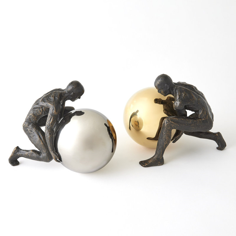 Boulder Man-Bronze W/Nickel Sphere