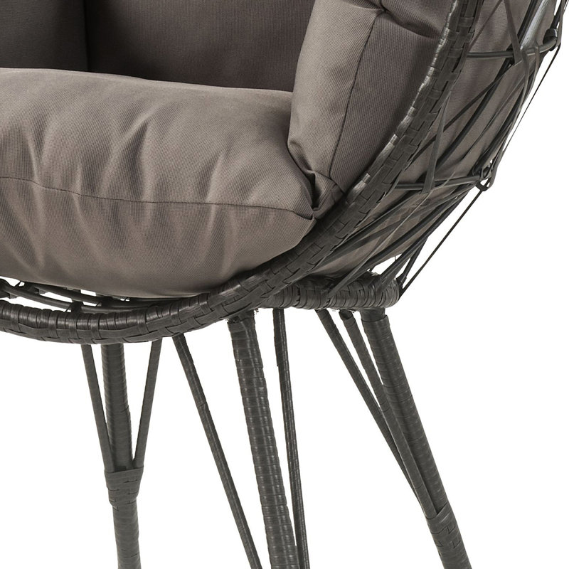 Chaise longue d'extérieur élégante avec siège rembourré - Coussin de patio confortable noir et gris