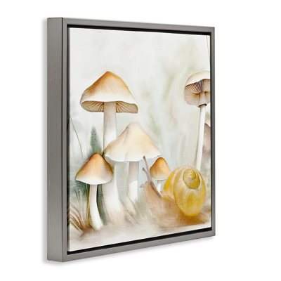 "Snail & Natural Mushroom", art mural sur toile flottante par Kim Allen