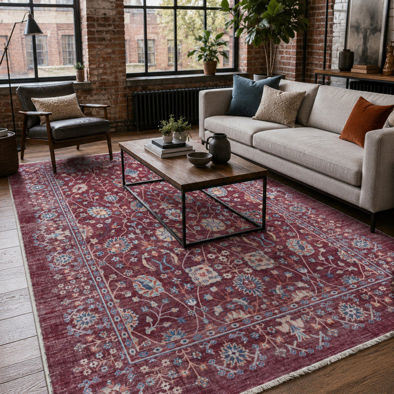 Vintage Look Cotton and Chenille Flatweave Area Rug, 80 x 150 cm
