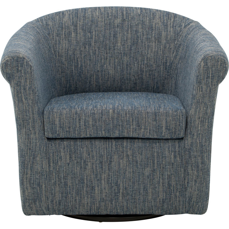 Anstett Upholstered Swivel Barrel Chair, Hapden Navy 100% Polyester