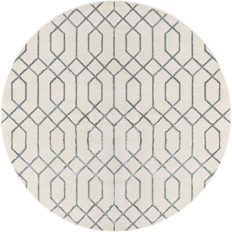 Tapis blanc contemporain Corando, Carré 7 pi 10 po