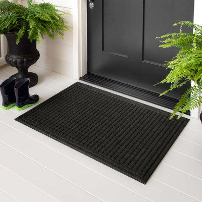 Caire Grid Impressions Recycled Rubber All Weather Outdoor Door Mat