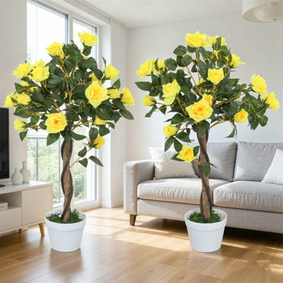 90 cm H Faux Plant in Cement Freestanding  Planter