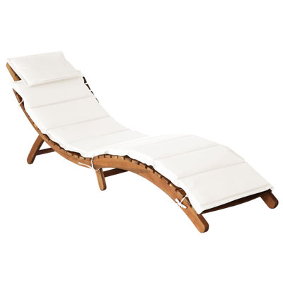 Ronna 73.6" Long Acacia Single chaise with Cushions by Loon Peak