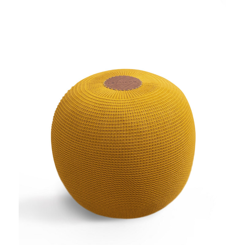 Handmade Yellow Pouffe, 15.7 x 15.7 x 17.7 inches | 100% Acrylic with Soft Polyester Filling | Stylish and Comfortable Seating for Living Room, Bedroom, or Nursery | Perfect for Modern Home Decor