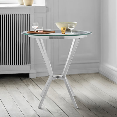 Furst Round Glass Top with Stainless Steel Base Dining Table