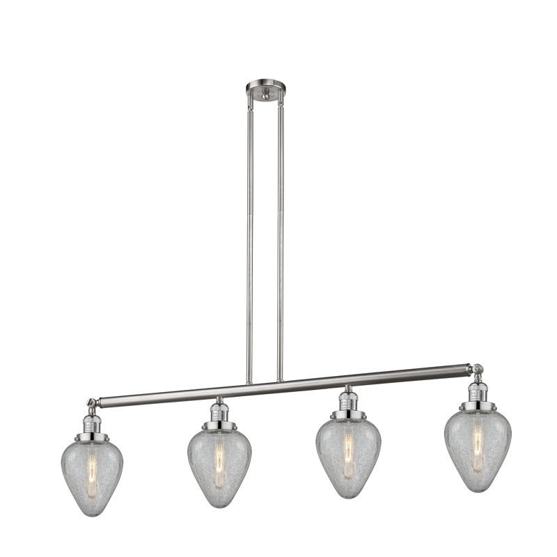 Luminaire suspendu linéaire à 4 lumières pour îlot de cuisine Shauna, DEL, Chrome poli