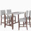 Ensemble de 4 tabourets de bar Mid-Century modernes de 40,4 po avec dossier, tabourets de bar rembourrés en lin avec pieds en bois massif pour la salle à manger de l'îlot de cuisine, gris (chaises 4 pièces)