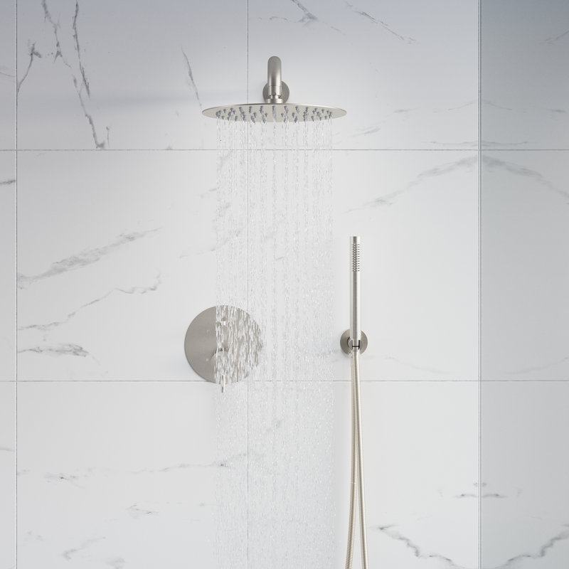 10 In. Shower System Shower Head With Hand Shower And Pressure Balance Valve,Brushed Nickel