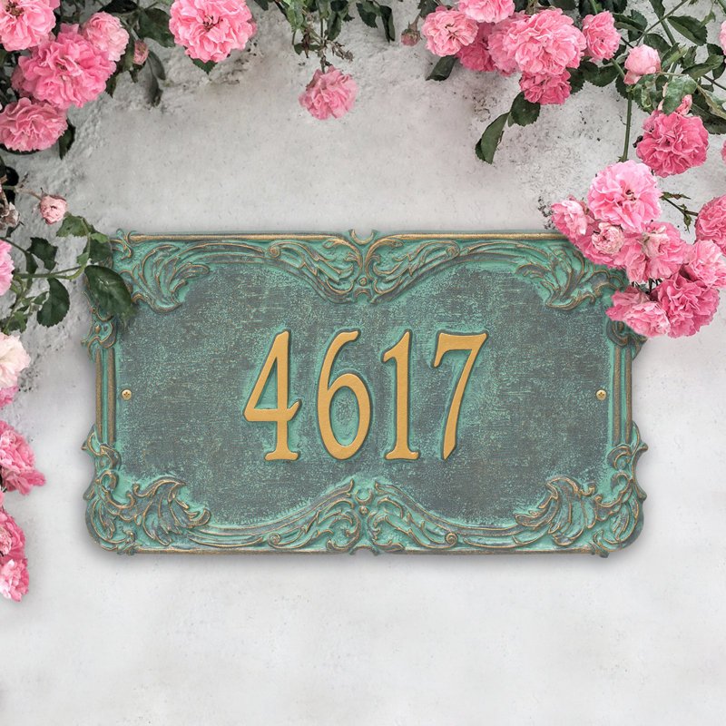 Signature Series 1-Line Wall Address Plaque, Bronze, Verdigris, Yes