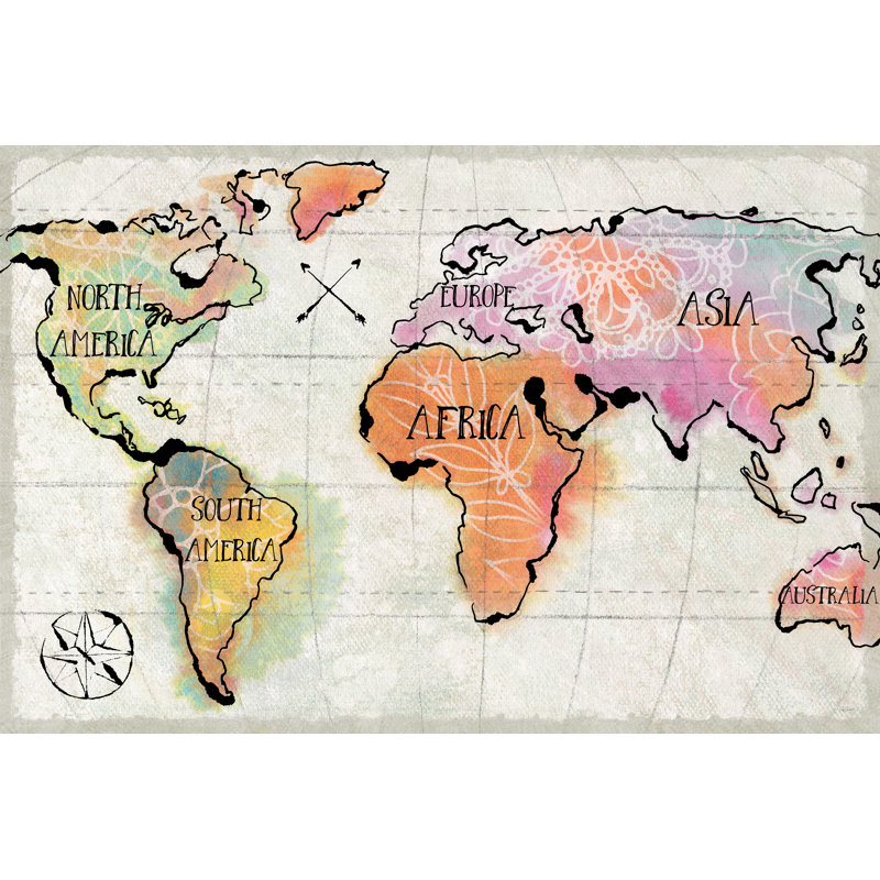 Continents mappés I Neutre, H 24 po x l 36 po