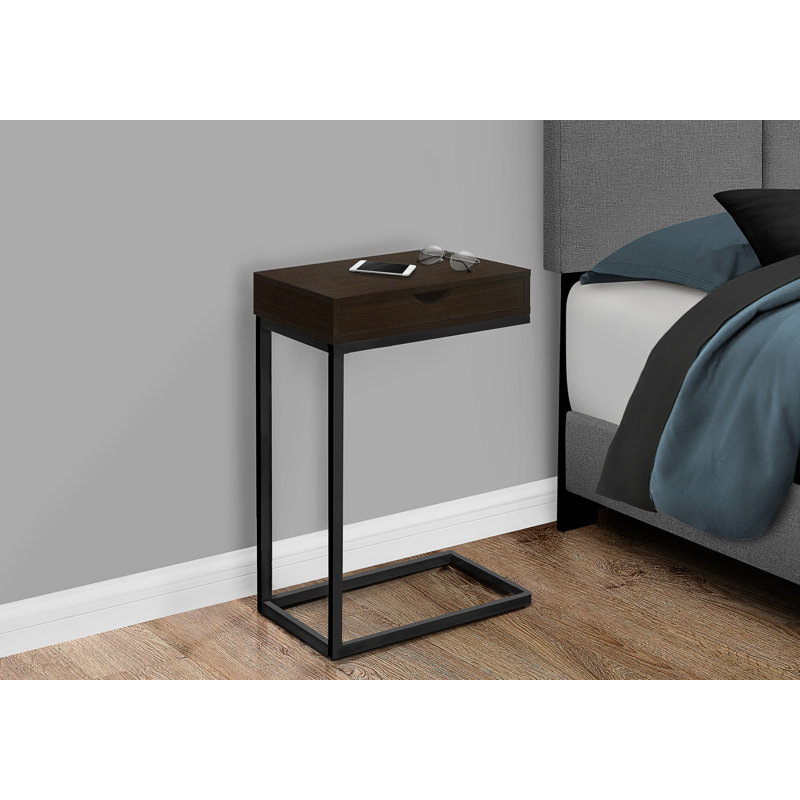 End Table with Storage, Gray, Black, 24.5" H x 15.75" W x 10.25" D