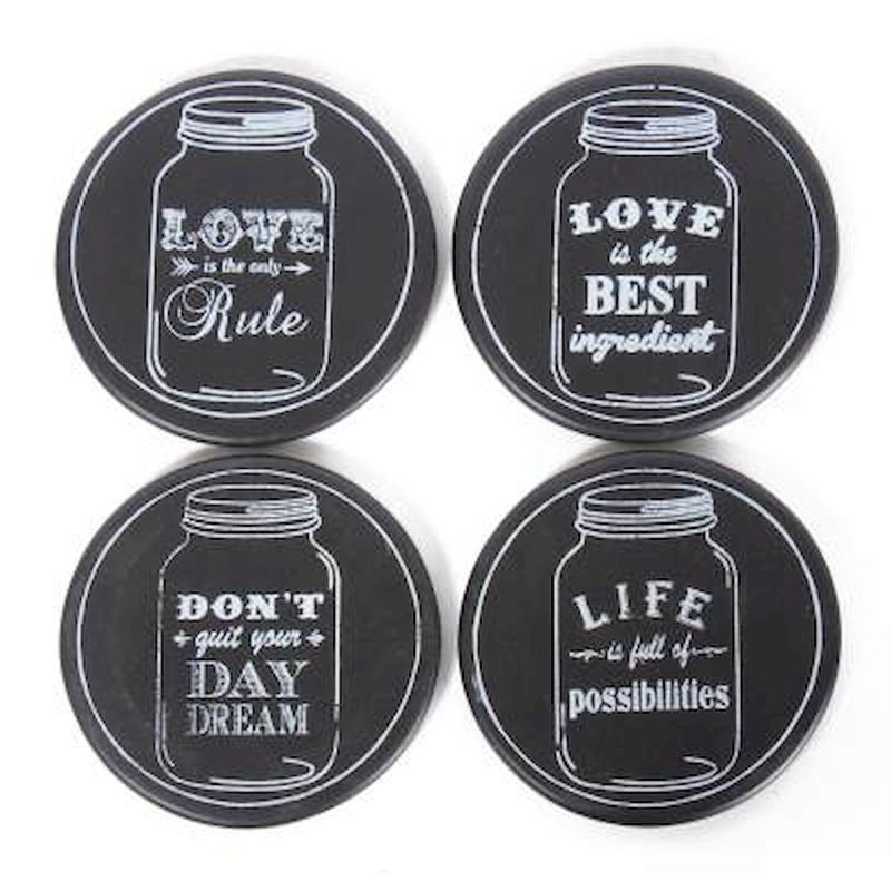 Ceramic Round 4 Piece Coaster Set