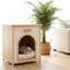 Maison solide pour petits animaux, fonctionnant comme table d'appoint, blanc crème, design minimaliste américain