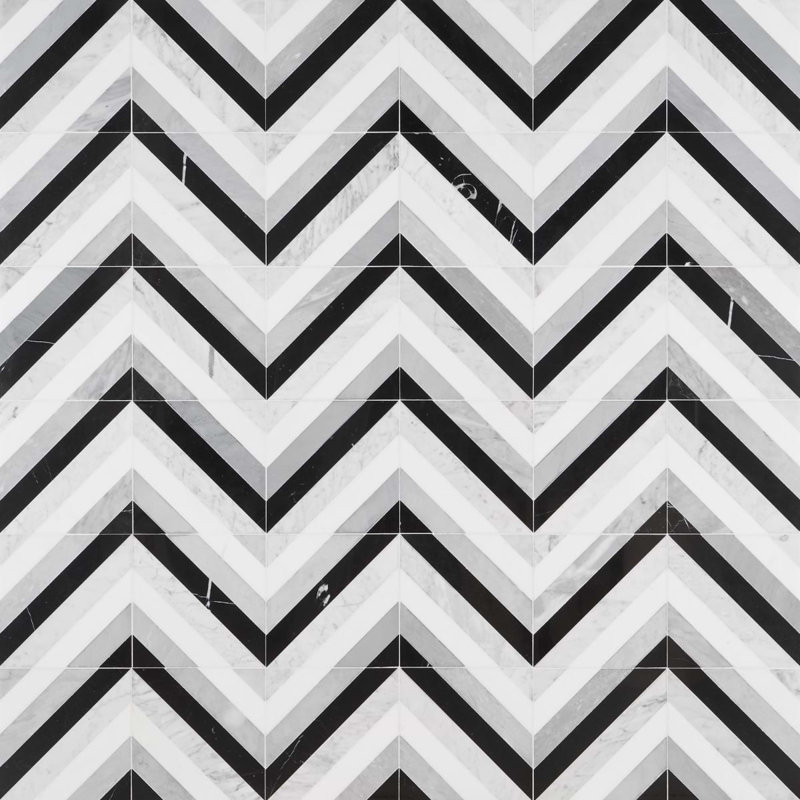 Bowery 8x8 Geometric Polished Marble Mosaic Tile