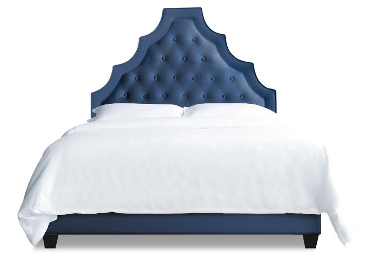 Lit plateforme tapissier Lexi, Grand, Bleu marine