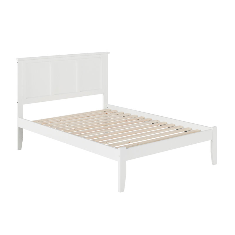 Clyda Solid Wood Panel Bed, White, Full