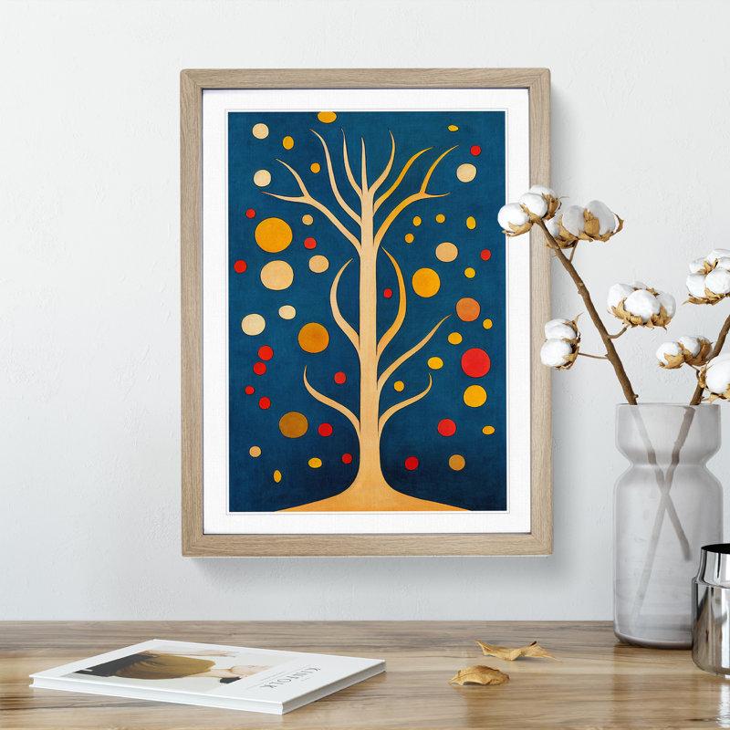 Bold Abstract Tree No.3 - Single Picture Frame Painting, 46cm H x 34cm W x 2cm D, Oak