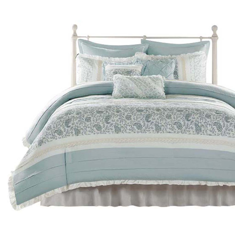 Ensemble d'édredon en percale de coton 9 pièces Singleton, Rosé, Très grand édredon + 8 pièces supplémentaires