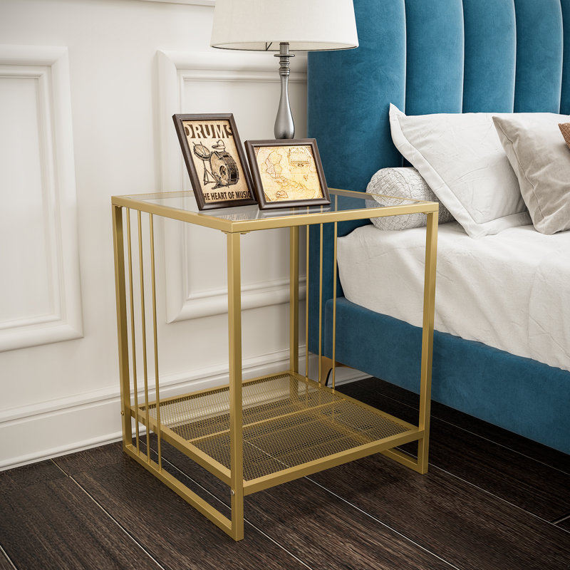 Darleen Glass Top Frame End Table