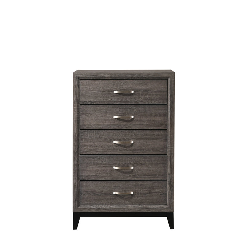 Meuble de chambre contemporain à 5 tiroirs 1Pc, Gris