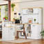 Bureaux modernes en L, panneau de particules en MDF avec rangement, bureau personnel