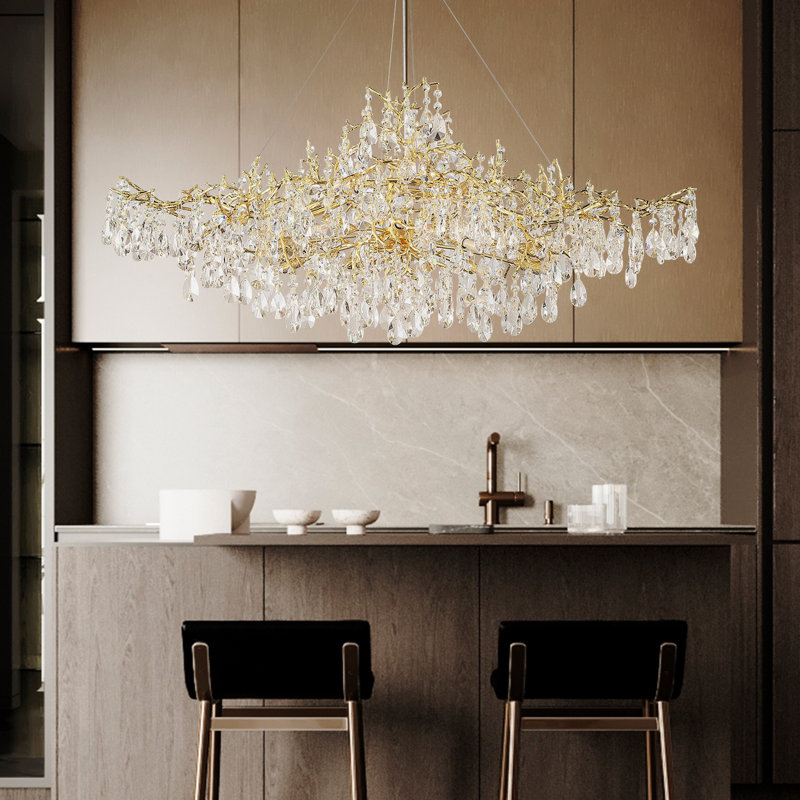 Lustre en cristal K9, Doré, 14