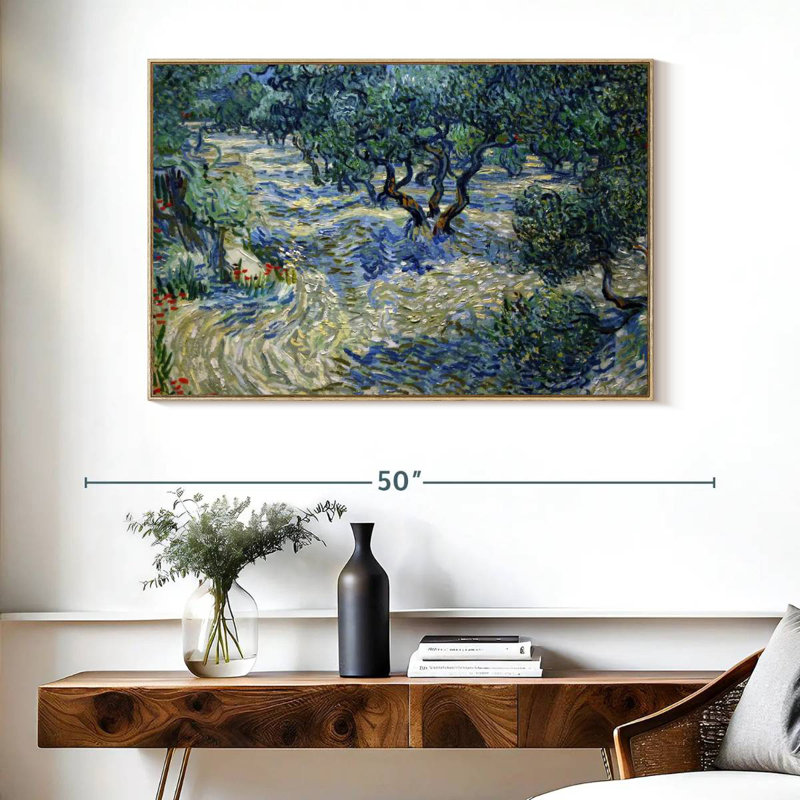 Olive Orchard 1889, Cadre flottant en bois naturel, 40 po x 27 po