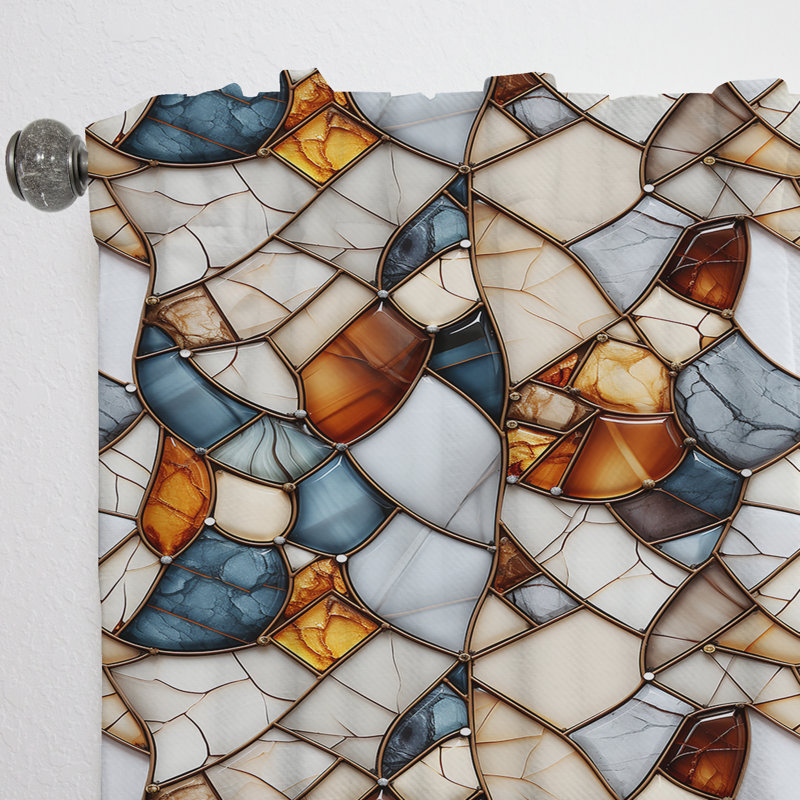 Earth Tones Marble Mosaic Elegance - Rideau en marbre abstrait - Velours obscurcissant - 1 panneau, L 52 po x L 63 po