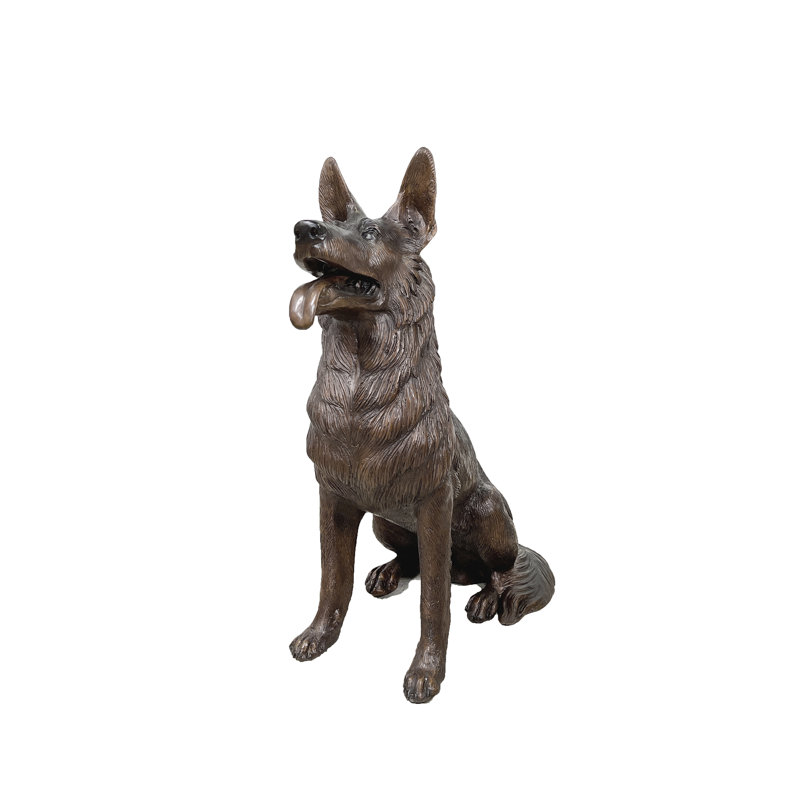 Dog German Shepherd Bronze Garden Statue