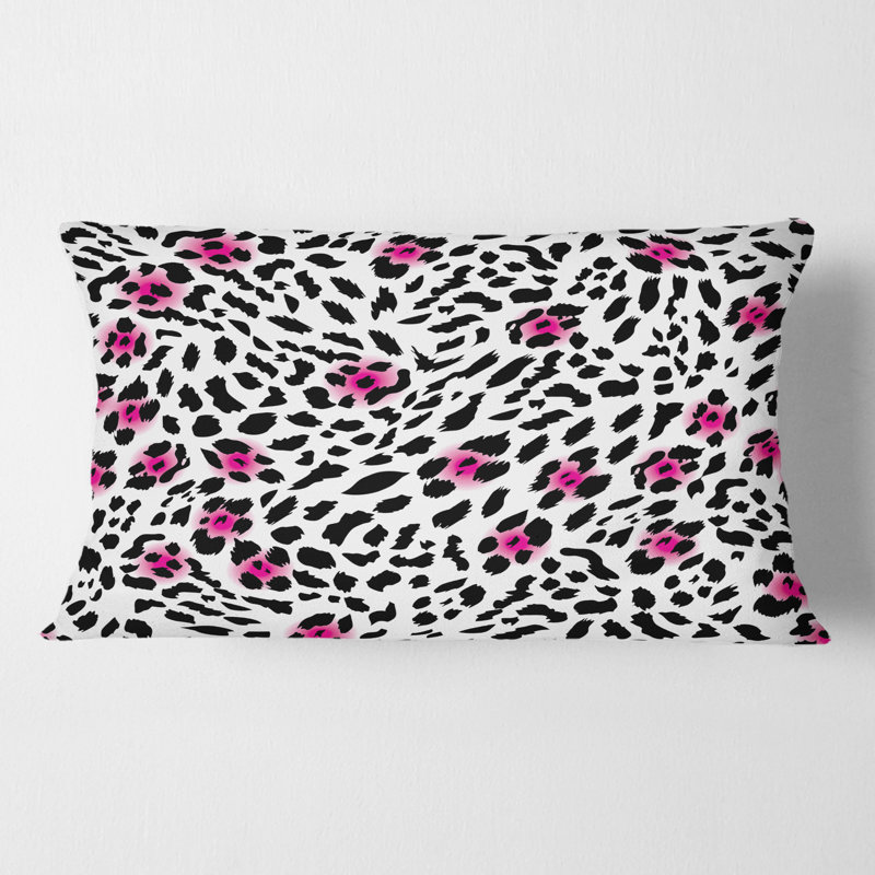 Coussin Leopard Fur Safari II - Mid-Century, Noir, 12 po x 20 po, Rectangulaire